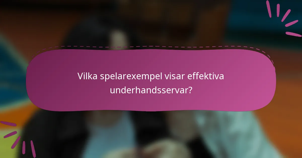 Vilka spelarexempel visar effektiva underhandsservar?